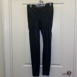 OLD NAVY ACTIVE POWERSOFT HIGH-RISE BLACK SHINY LEGGINGS SIZE LARGE TALL